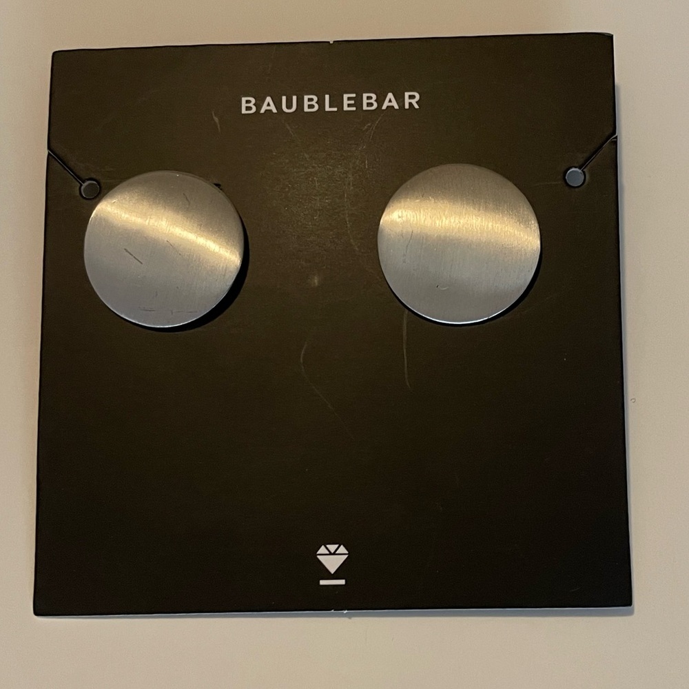 Baublebar Silvertone Button/Disc earrings